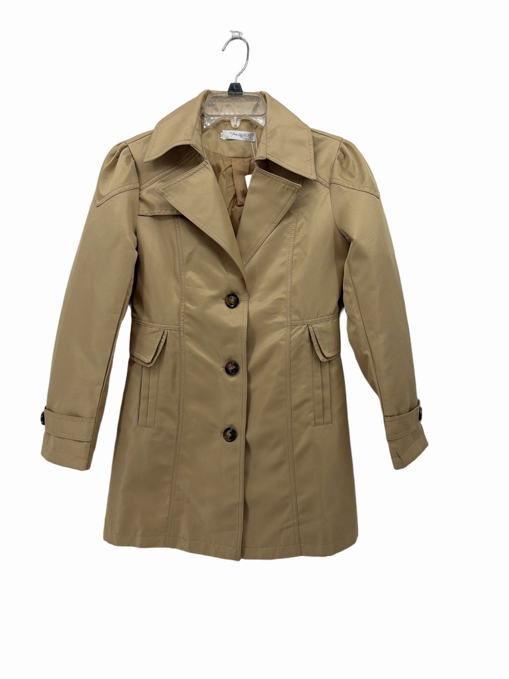 Freestyle Women's Khaki Trench Coat with Button Front NWT